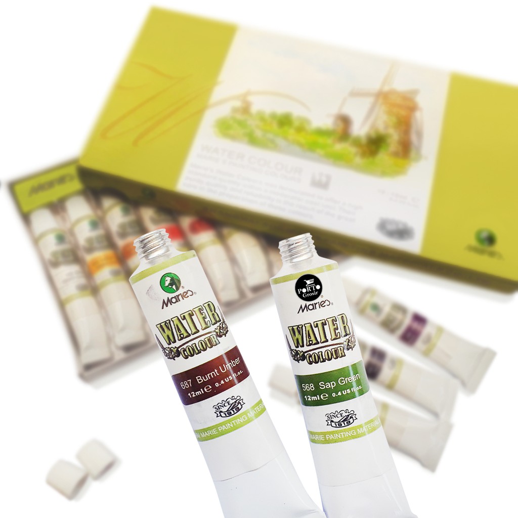 

Maries E1336B Watercolor 12 Warna Tube 12 ml Water Colour Cat Air E-1336B