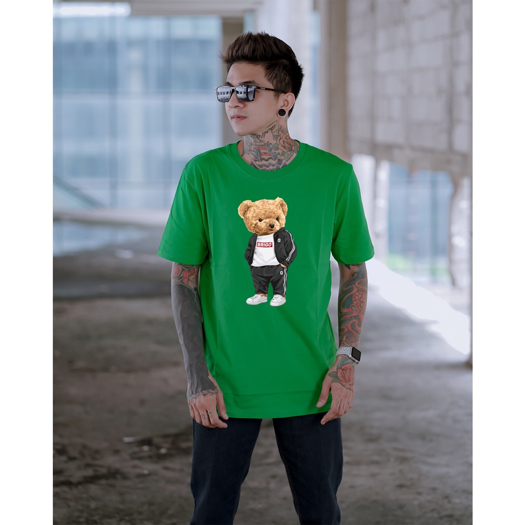 BRIGO Kaos Lengan Pendek Bear Sporty II Kaos Distro BRIGO Beruang Sporty II Kaos Katun Combed M-XL ( Pria &amp; Wanita )