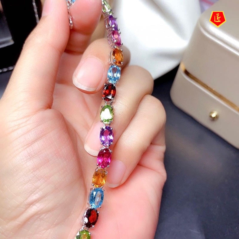 [Ready Stock]Colored Gemstone Bracelet Special-Interest Design