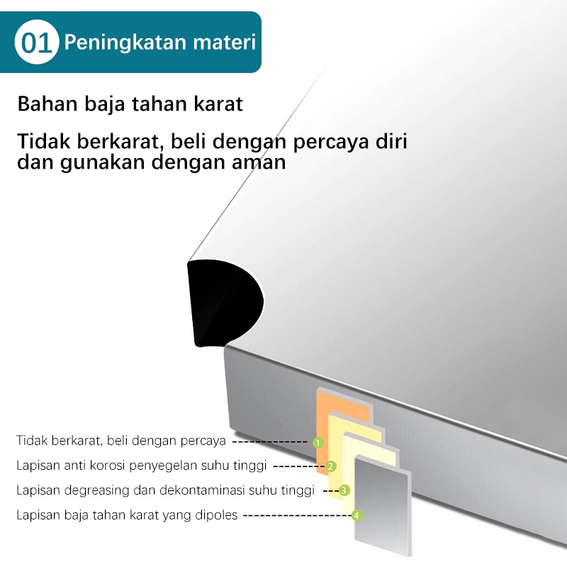 Pocket Dragon Rak dapur stainless  Rak  susun piring Penyimpanan Keranjang  besi Multifungsi kokoh Lantai rak 4susun