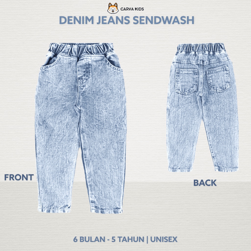 CELANA PANJANG CARVA JEANS SENDWASH ICEWASH ANAK LAKI LAKI BAYI PEREMPUAN BESTSELLER