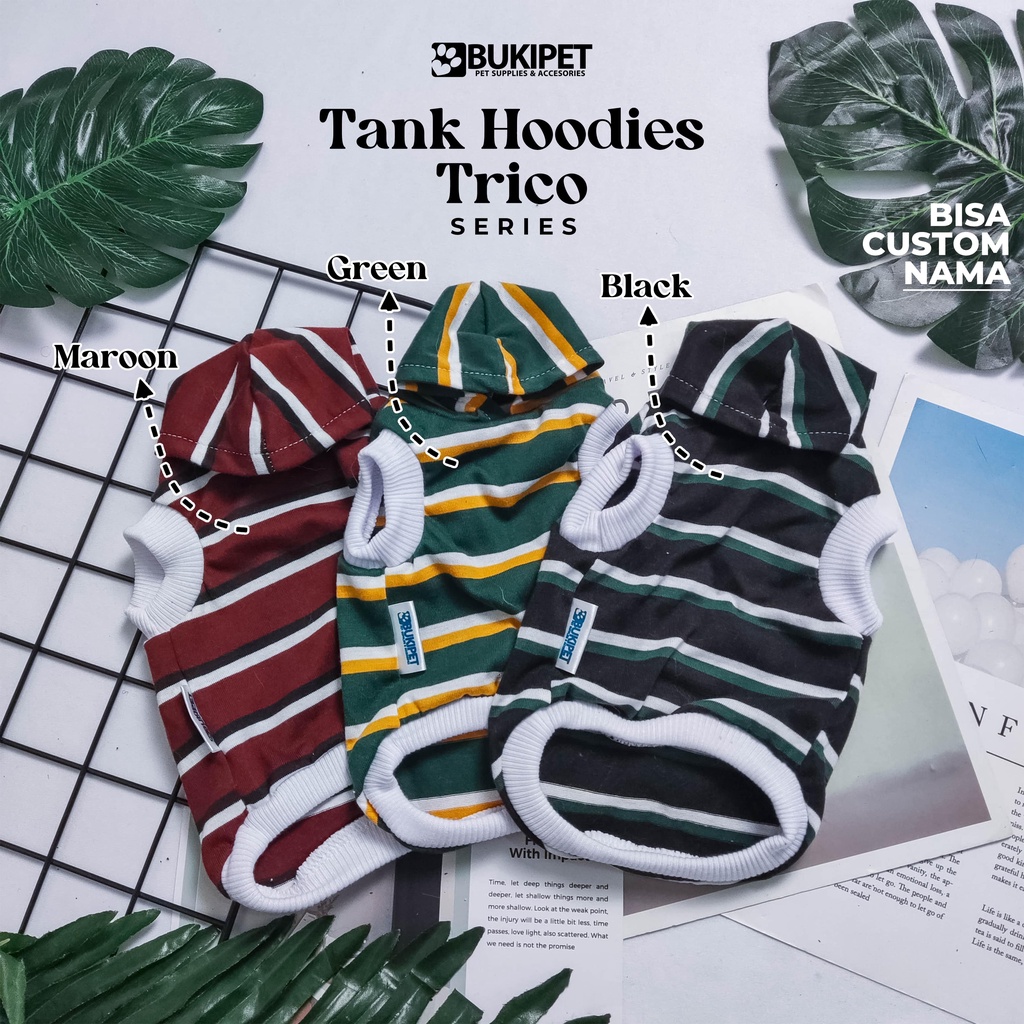 baju kucing anjing kelinci monyet lucu cowok cewek aksesoris hewan kecil - TANK HOODIE TRICO SERIES