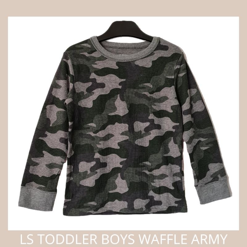 Kaos Anak Cowok Lengan Panjang Waffle Army Baju Branded Anak
