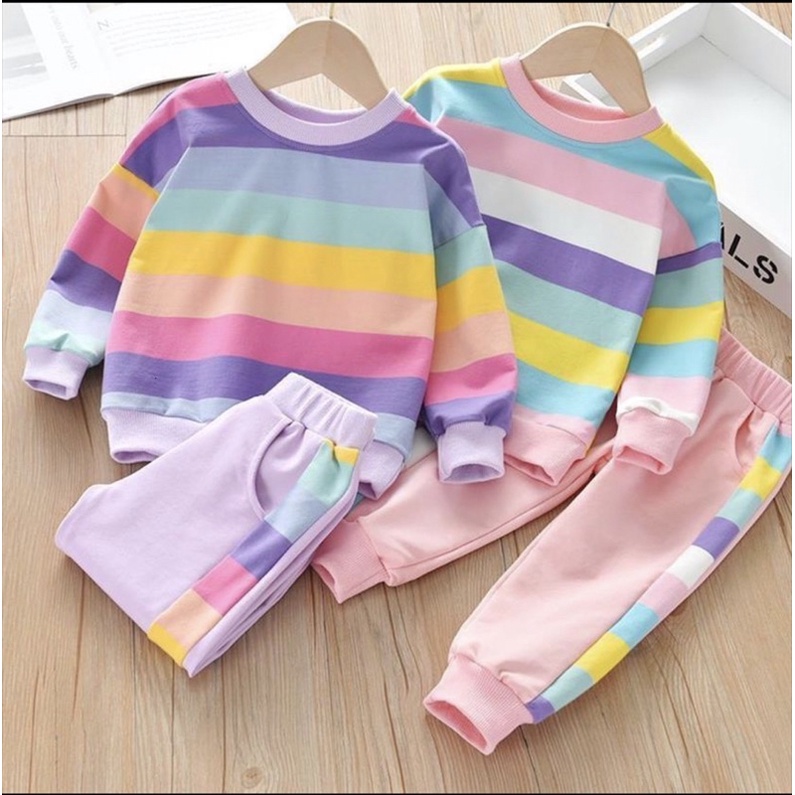 COD / SETELAN SWEATER ANAK / SETELAN BABYTERRY RAINBOW 1-5 TAHUN