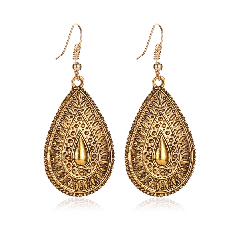 Anting-anting aksesoris fashion Anting-Anting Terukir Retro Peacock Tail Gaya bohemian