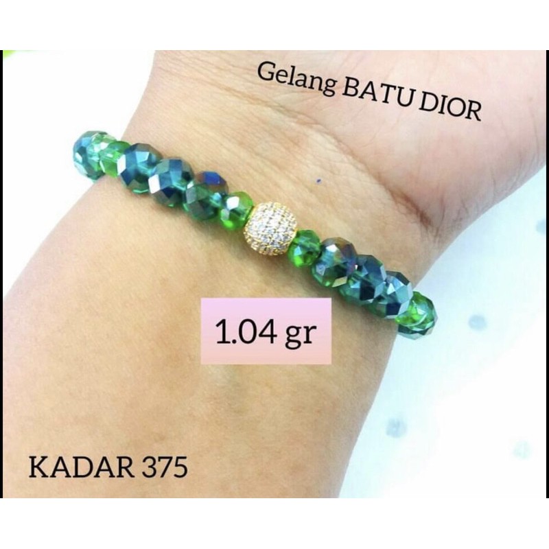 Gelang liontin dior emas asli kadar 375 variasi gelang batu