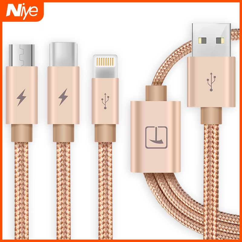 Niye Kabel Data USB 3 In 1 Fast Charger Lightning IOS