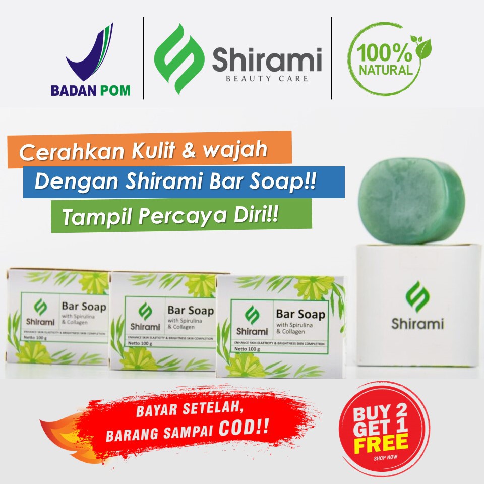 BUY 2 GET 1 FREE | Sabun Shirami Bar Soap | Mencerahkan Memuluskan Merawat Kulit Wajah