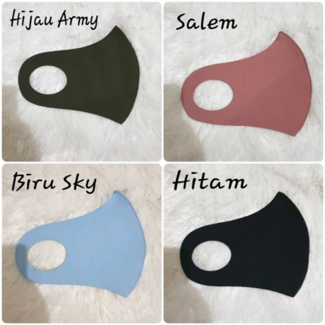 Masker Kain Polos Scuba Premium Tebal/Masker Hijab/Masker KPOP/Reusable Mask/Masker Dewasa/Anak