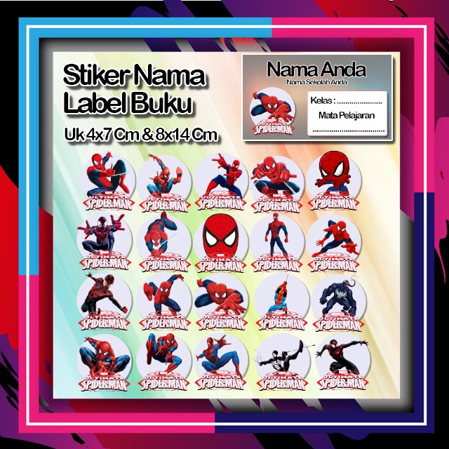 

Stiker Spiderman animasi kartun venom laba hitam anime Karakter Lucu Custom Lebel Nama cromo murah 20 Varian berbeda Octane Pelajaran sekolah No 13