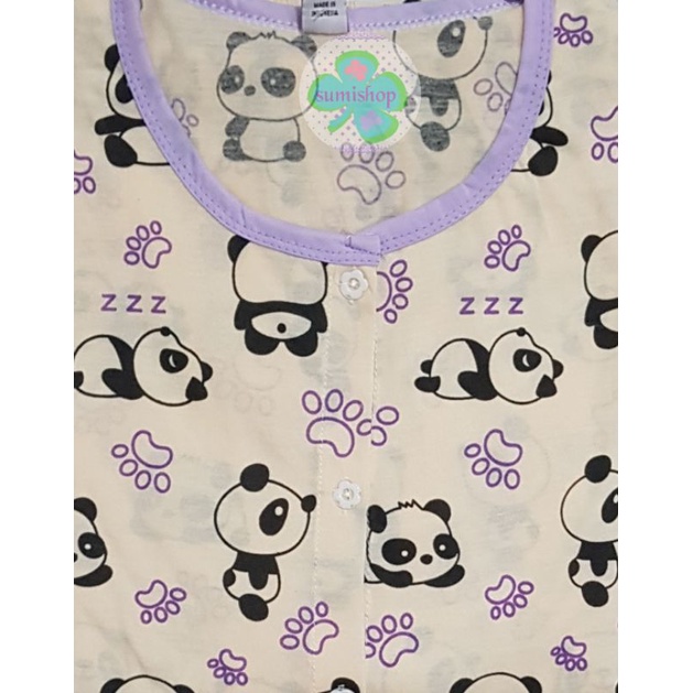 Piyama CP Kaos Dewasa (Kancing 5)-Panda CREAM