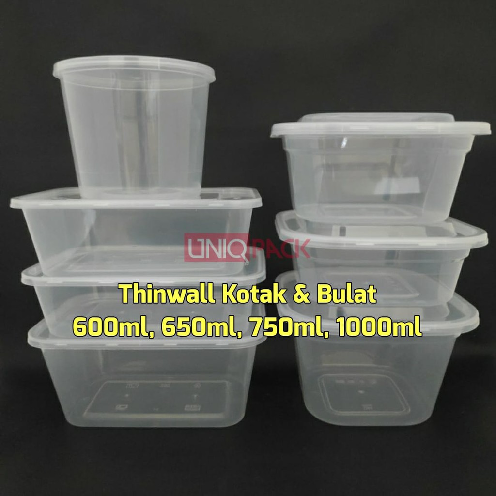 [25 pcs] Thinwall Kotak & Bulat 500ml 600ml 650ml 750ml 1000ml