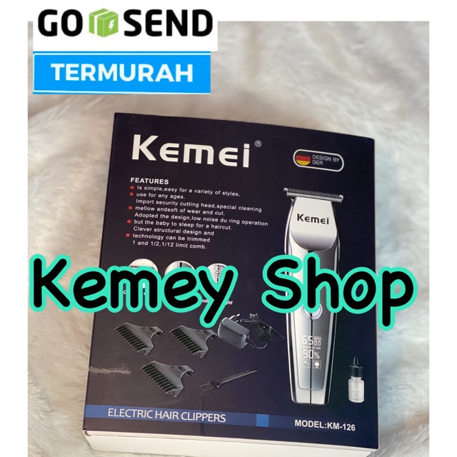 Kemei KM 126 Hair Clipper Charger Deigne Full Crome Steanles Dengan LED Display Power indikator