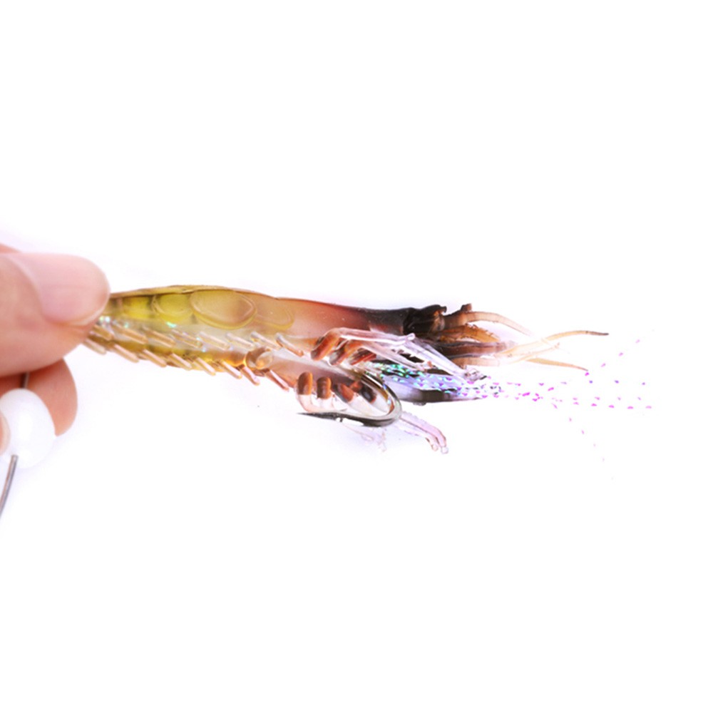 HENGJIA 3PCS/lot 7CM/6.4G Soft Shrimp Umpan Pancing Luminous Udang Tiruan Fishing Lure Ikan Bait Bass Swimbait Tackle