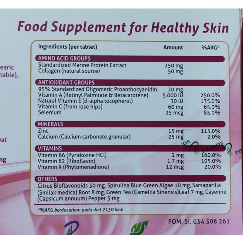 Nourish Skin Nutrition / 15 Tablet / Memelihara Kesehatan Kulit