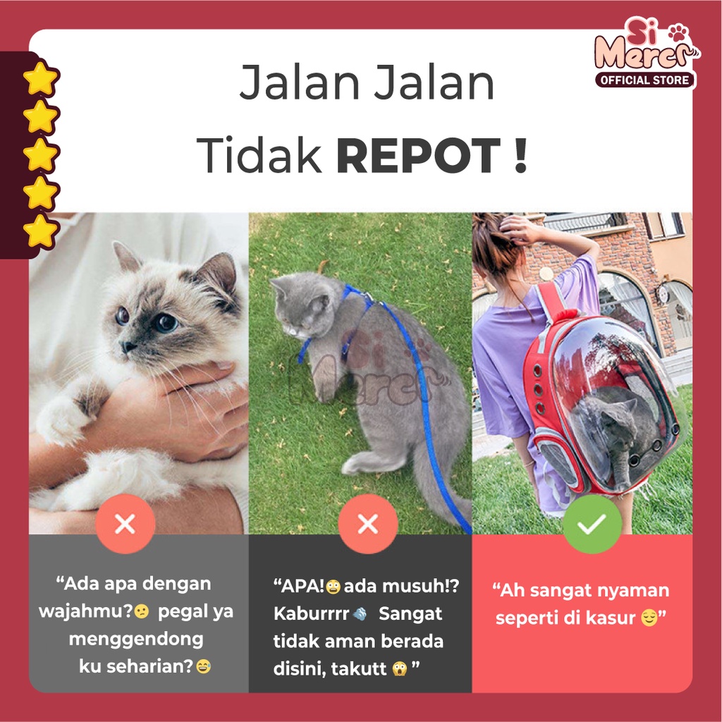 【Si Merci】 Tas Ransel Anjing Kucing Transparan / Tas Astronot Kucing Anjing / Pet Cargo / Pet Backpack