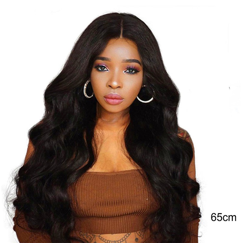 Fh 26 65cm Lace Front Hair Wigs Black Color Long Hair Natural