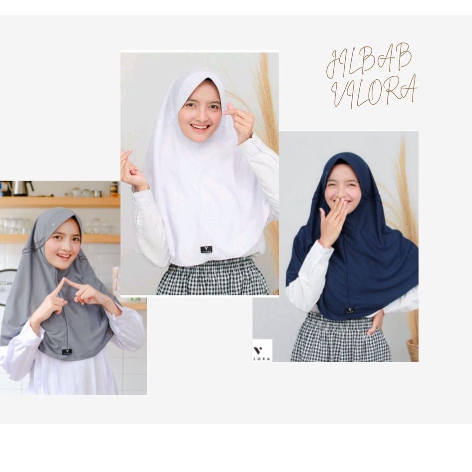 Oke Price.. Jilbab sekolah vilora hijab instan sehari hari ∣ Hijab instan sekolah putih, hitam, abu,