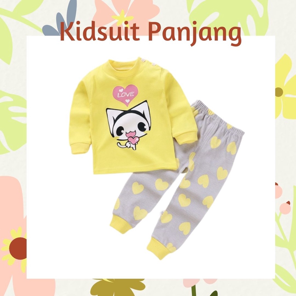 Plazababyku KIDS SUIT PANJANG H5 Setelan Anak Bahan Kaos Lengan + Celana Berkualitas Import NEW3