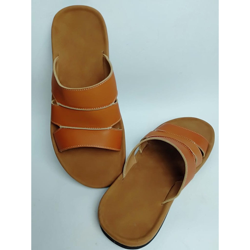 Sandal Kulit Pria BLACK BROWN TAN KULIT SAPI ASLI ORIGINAL MADE GARUT