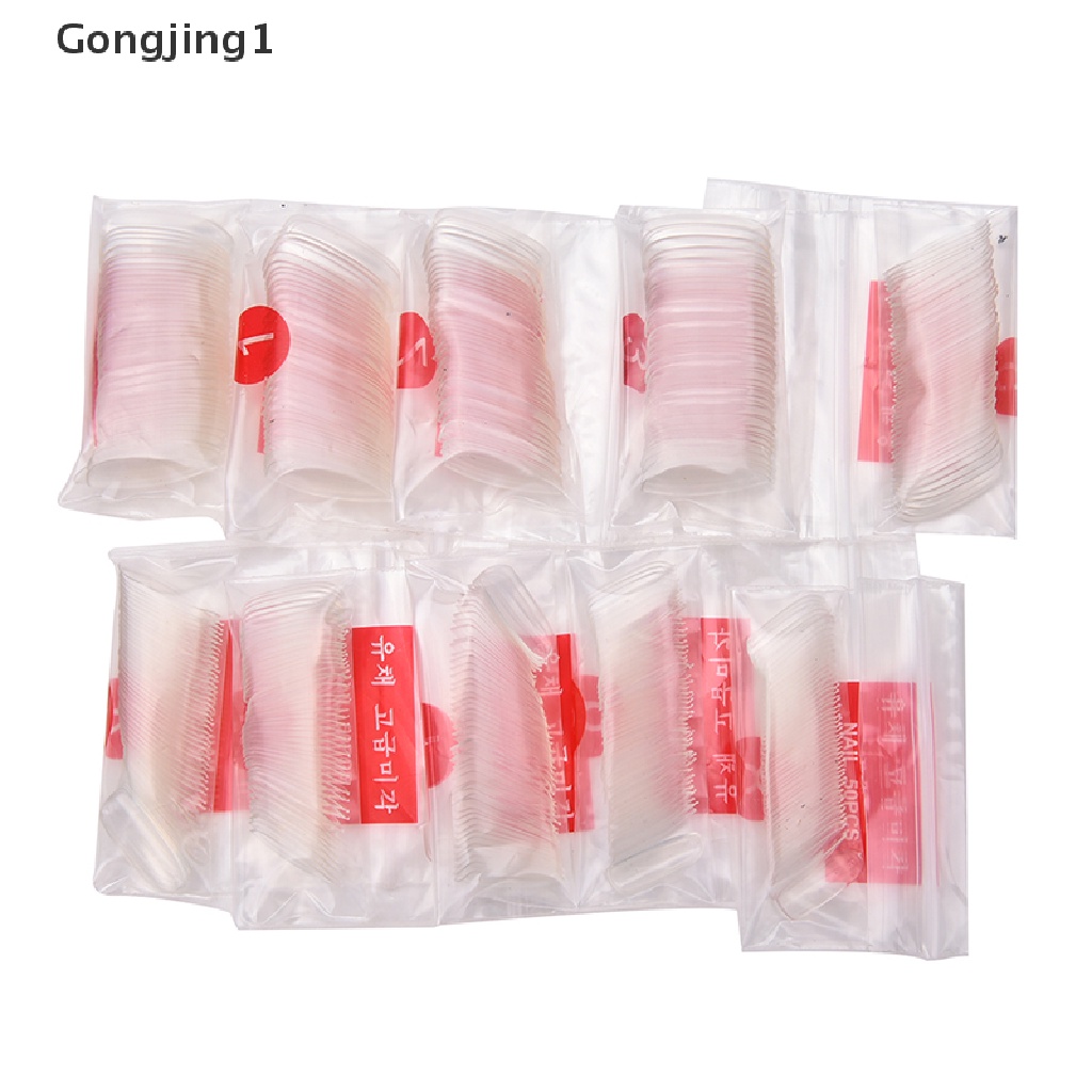 Gongjing1 500Pcs / Set Kuku Palsu Akrilik UV Gel Untuk Nail Art / Manicure