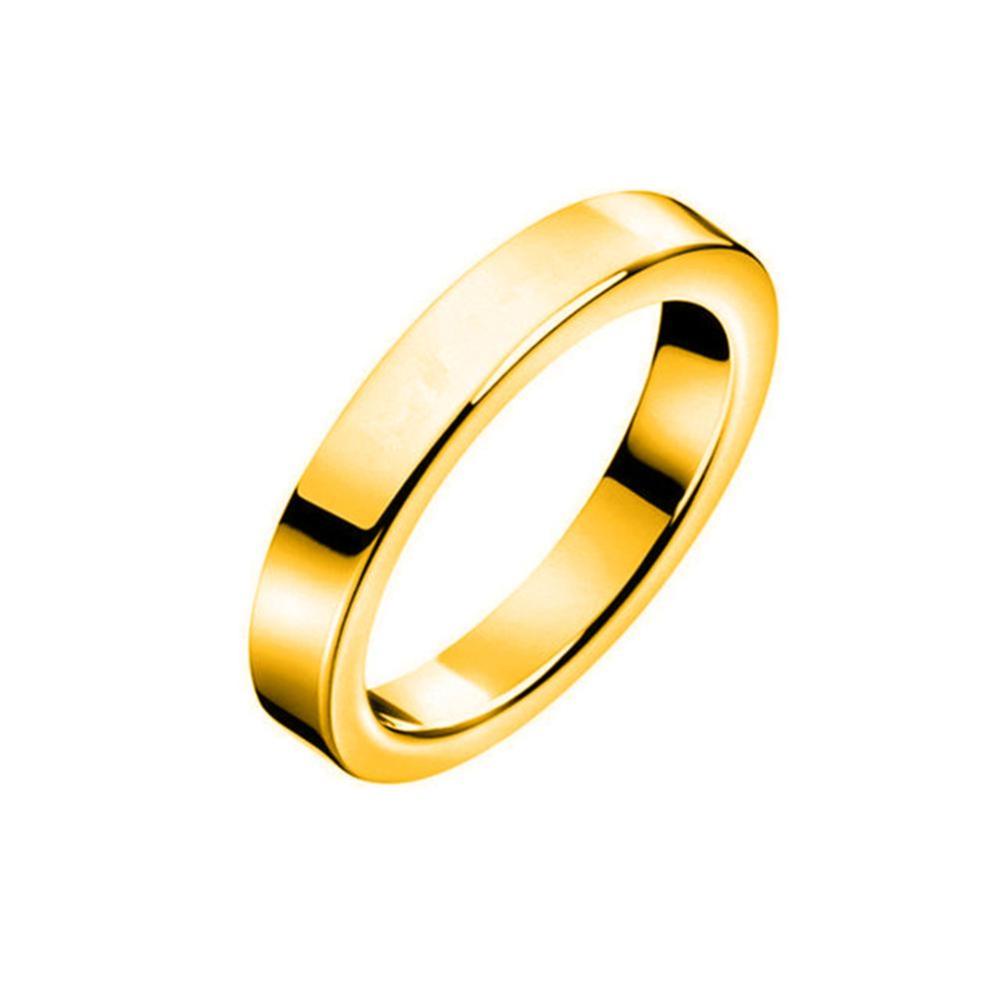 Cincin Bahan Titanium Steel Ukuran 3mm Warna Silver / Gold / Rose Gold / Hitam A4K8 Untuk Pria / Wanita