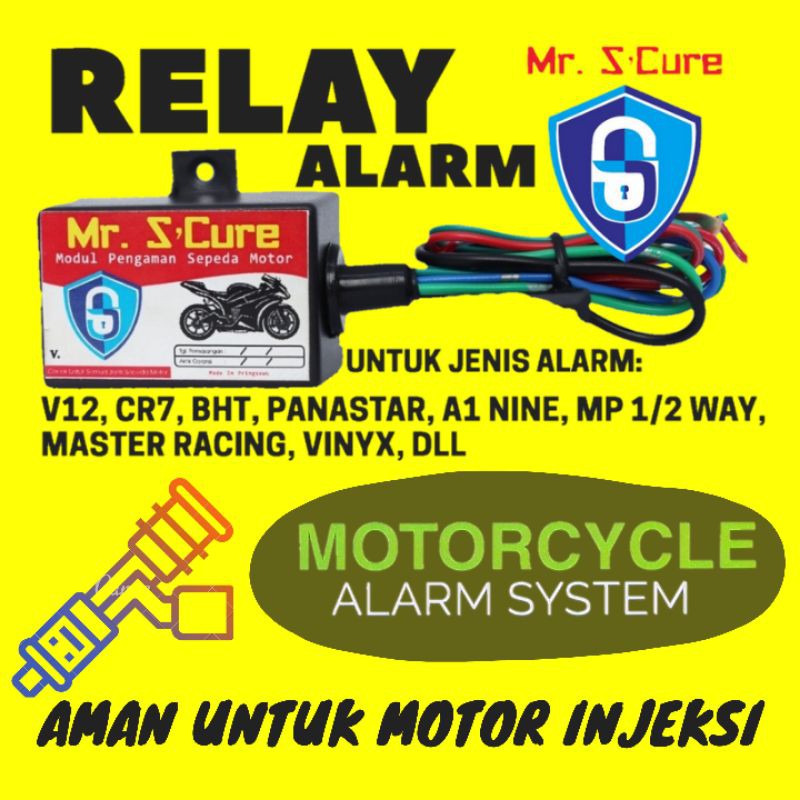 Relay Instalasi Alarm Sepeda Motor untuk BHT - MP - PANASTAR - CR7 - V12 - A1 NINE - mematikan mesin dan menghidupkan starter-1