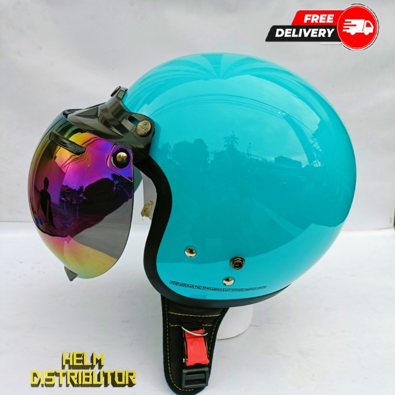 HELM BOGO RETRO KUALITAS PREMIUM KACA CEMBUNG FULL LEHER SNI DEWASA PRIA WANITA (COD)