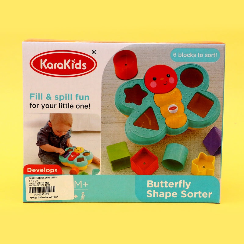 Mainan Puzzle Bentuk Geometri BUTTERFLY SHAPE SORTER - Mainan Edukasi Anak Kupu Kupu Bintang Segitiga Bulat Kotak