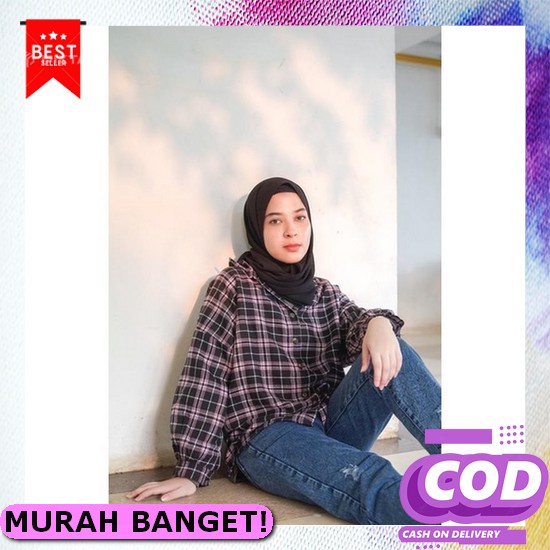 Dinzlie Kemeja Wanita Lengan Panjang Bahan Katun Warna Putih Polos Kom Kimberly Flanel Shirt