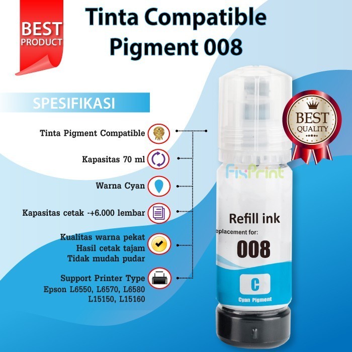 Tinta Compatible 008 Refill Printer L15150 L6460 L6490 L15180