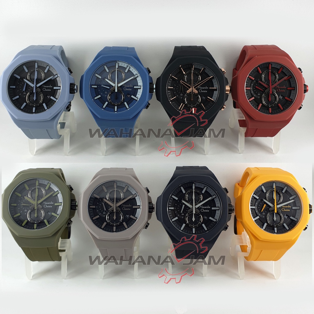 Alexandre Christie AC 6590 MC BF/ Jam Tangan Couple Pria Wanita AC6590 Rubber Karet Alexander Pasang