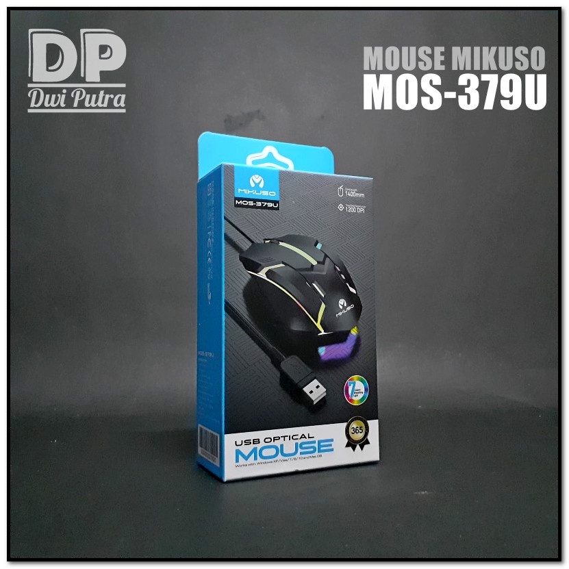 MOUSE MIKUSO MOS-379U // BREATHING LIGHT LED GAMING // USB OPTICAL KABEL CABLE // 1200 DPI MOS 379U