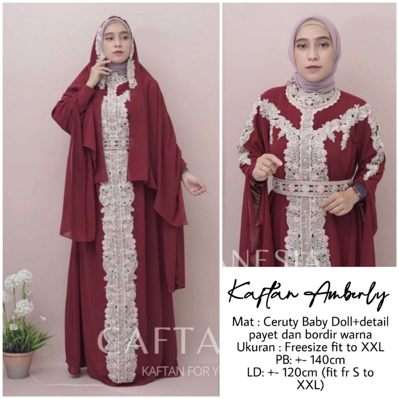 KAFTAN AMBERLY FREE INNER, KAFTAN TERBARU MEWAH DAN ELEGAN, KAFTAN LEBARAN 2022