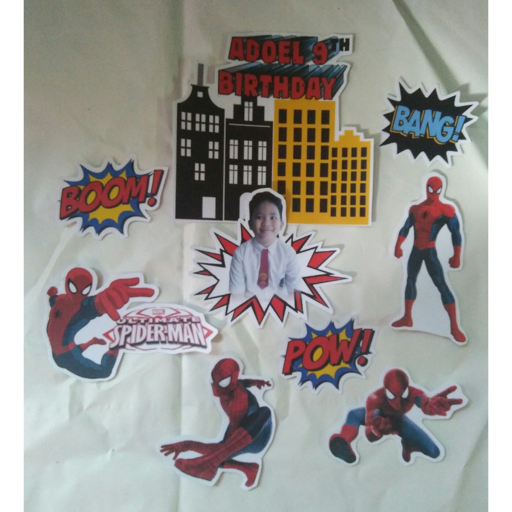 Sticker Topper Cake Custom Spiderman