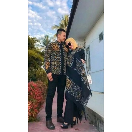 Set couple Baju kondangan - pakaian tenun - baju tenun - dress tenun - baju tenun keluarga -baju ten