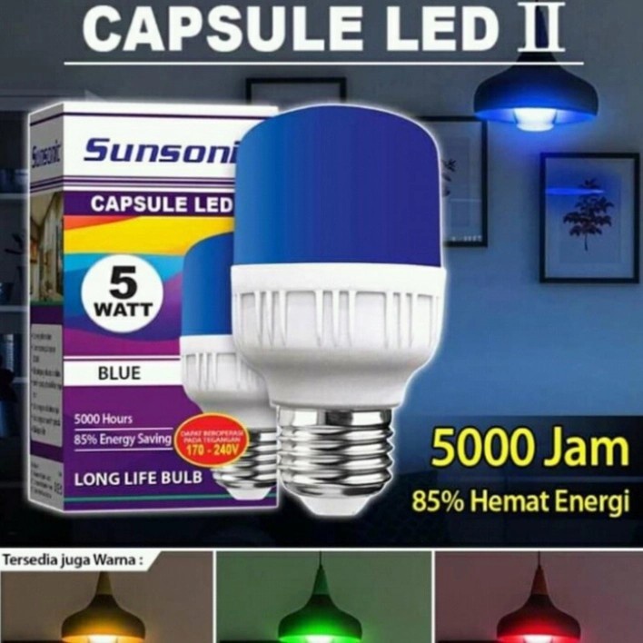 SUNSONIC Lampu Capsule LED II Bohlam Warna Warni 5 Watt 5W