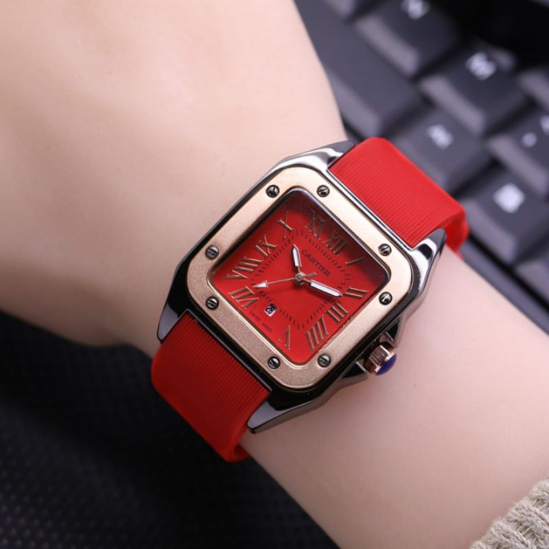 jam tangan wanita Cartier rubber tanggal aktif DM3.5cm