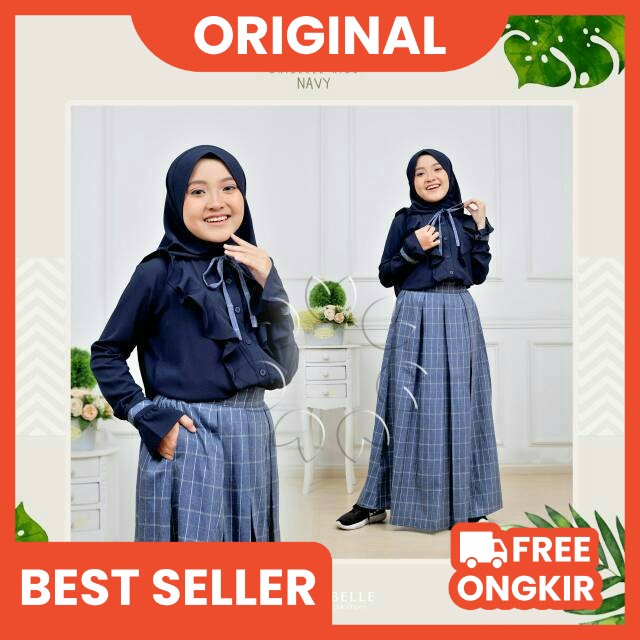 LALUNA By ORIBELLE KIDS, GAMIS SETELAN ROK ANAK Atasan Bawahan Blouse Blus Crepe Remaja Perempuan Mu