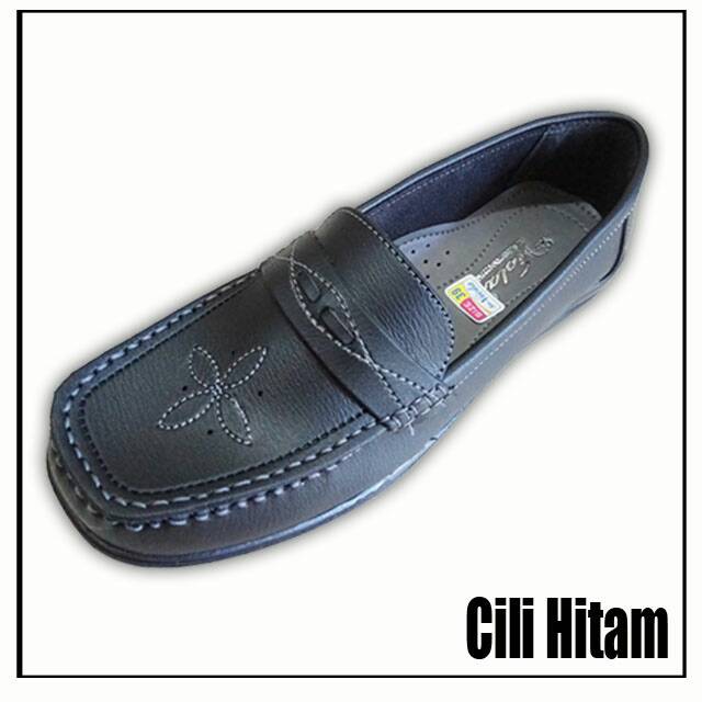 SALE Cili Hitam Sol Hitam 37-38 / Sepatu Kerja Guru Kantor Suster Perawat Flat Shoes Wanita Hitam Putih