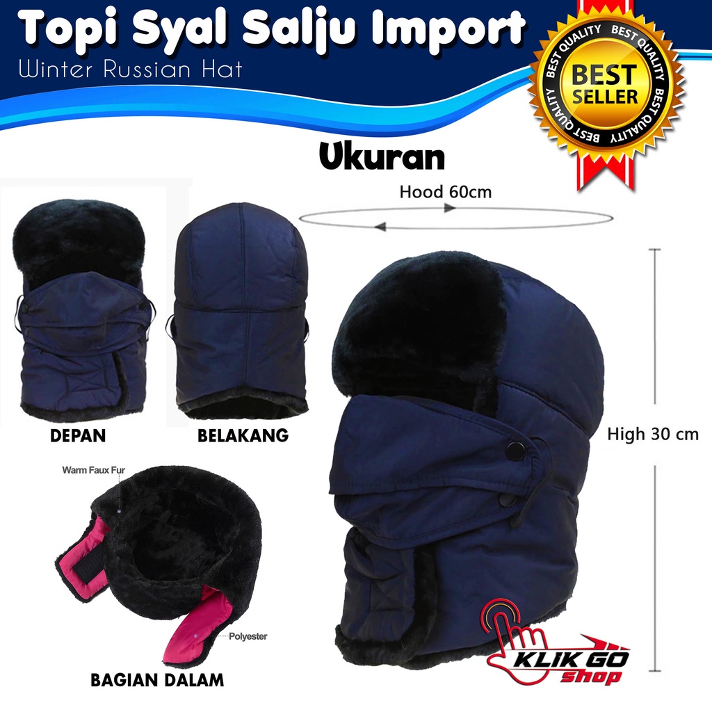 bigshop88 - TOPI RUSIA USHANKA IMPORT + MASKER / WINTER HAT / TOPI MUSIM DINGIN