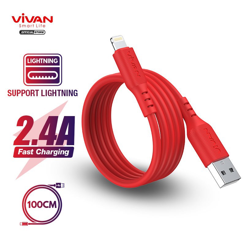 Kabel Data iPhone 2.4A Silicone Quick Charge VIVAN VSL100