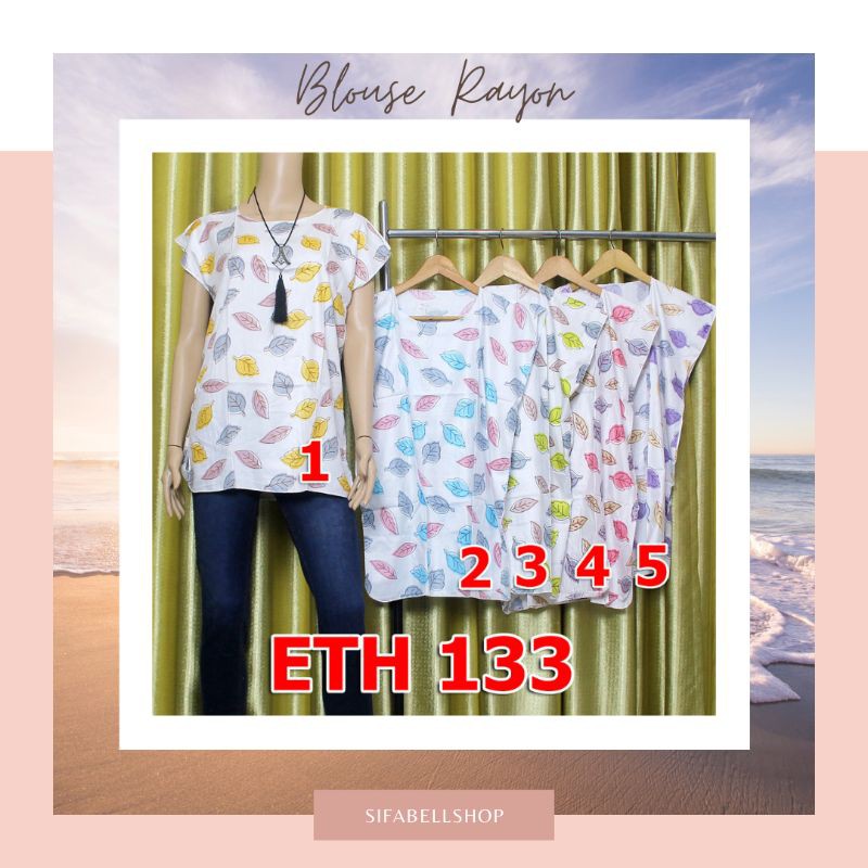 GROSIR BLOUSE ATASAN WANITA MOTIF DAUN ETH133 / KAOS HARIAN TERMURAH