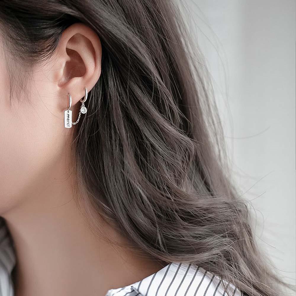 Needway Anting Menjuntai Ganda Retro Gadis Wanita Huruf Bulat Merek Korea Fashion Perhiasan