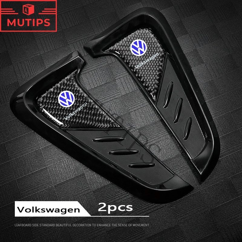 Volkswagen 2 Pcs Sticker Fender Samping Mobil Bentuk Hiu Bahan Serat Karbon Untuk Polo Golf mk3 mk6 mk7 Scirocco Beetle Passat B5 B6 B7 CC B8 T5