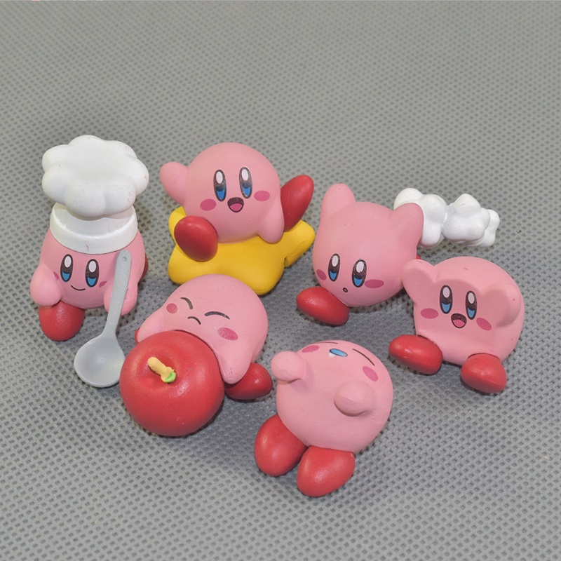 New Kawaii Action Figure Cartoon Kirby Figure Star Kirby Decorate Dolls Mini Model Toys Collection Figure Doll Kids Gifts Chef with Spoon 6PCS