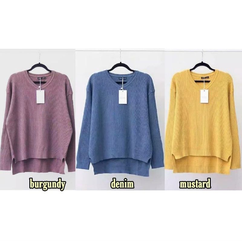 VIONA-ATASAN RAJUT// VIONA BOXY-V NECK SWEATER / ATASAN RAJUT WANITA HALUS/ ATASAN BAJU MURAH