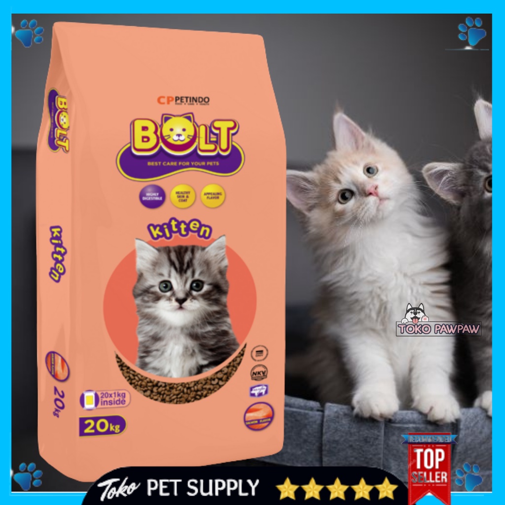 Bolt Kitten 20kg Makanan Pakan Anak Kucing Bolt 20kg Sak Makan Kering Kucing Kecil Dry Cat Food Kitt