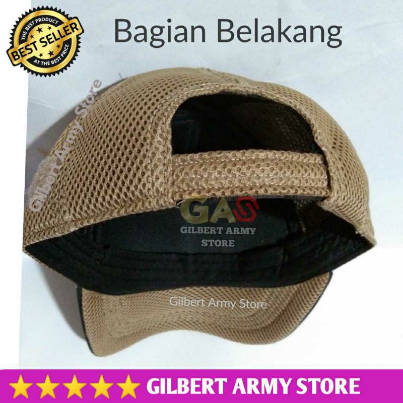 GILBERT ARMY STORE- Grosir Topi Velcro Perekat Jala Jaring Army Tan Gurun Murah kualitas premium