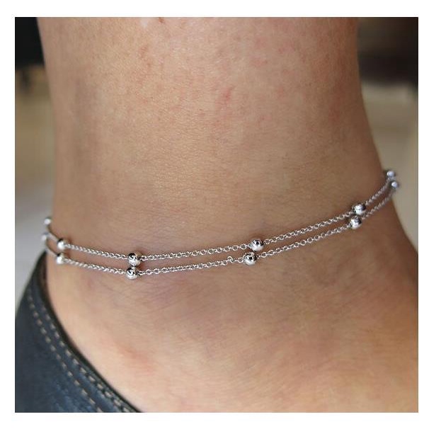 OSD COD  GELANG KAKI DOBEL LAYER TITANIUM ASLI AESTHETIC LUCU OOTD MODEL 2022 OVAL ANTI KARAT LUNTUR